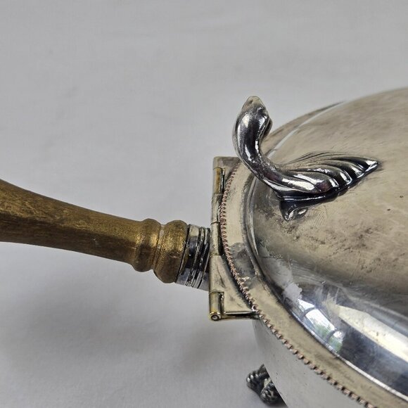 Vintage Sheffield EPC Silverplate Silent Butler Hinged Lid Footed Engraved Horse - Picture 12 of 15